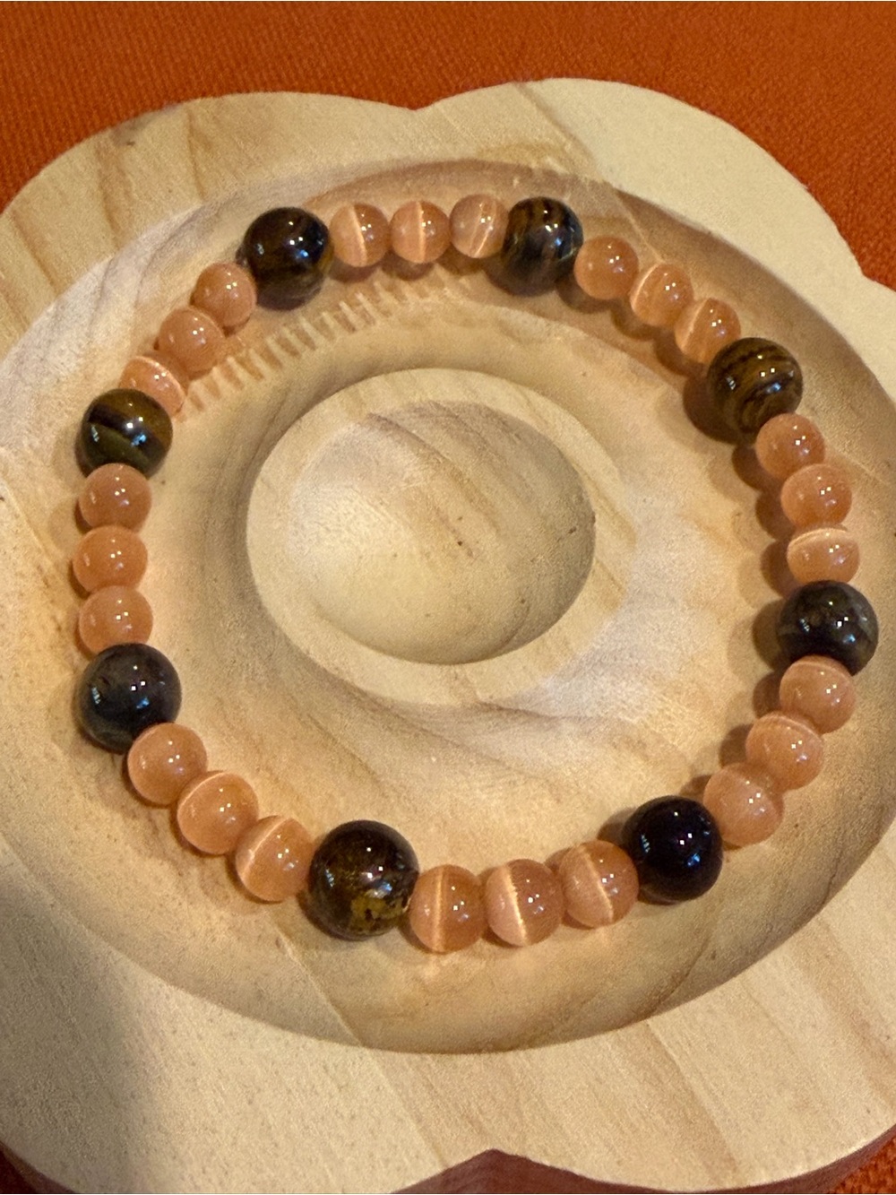 Sunstone and Tiger Eye Stretch Bracelet — Unbranded